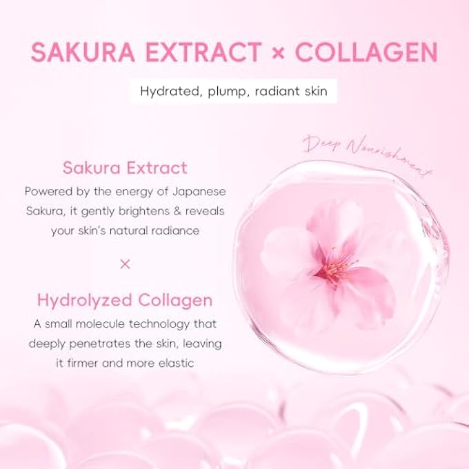 QUIYUM SAKURA COLLAGEN SKINCARE SET - 8-PIECE GLASS SKIN ROUTINE WITH CLEANSER, TONER, SERUM, EYE CREAM, MOISTURIZER | HYDRATING, FIRMING, GLOWING FOR ALL SKIN TYPES, SKIN CARE GIFT SETS - Image 3